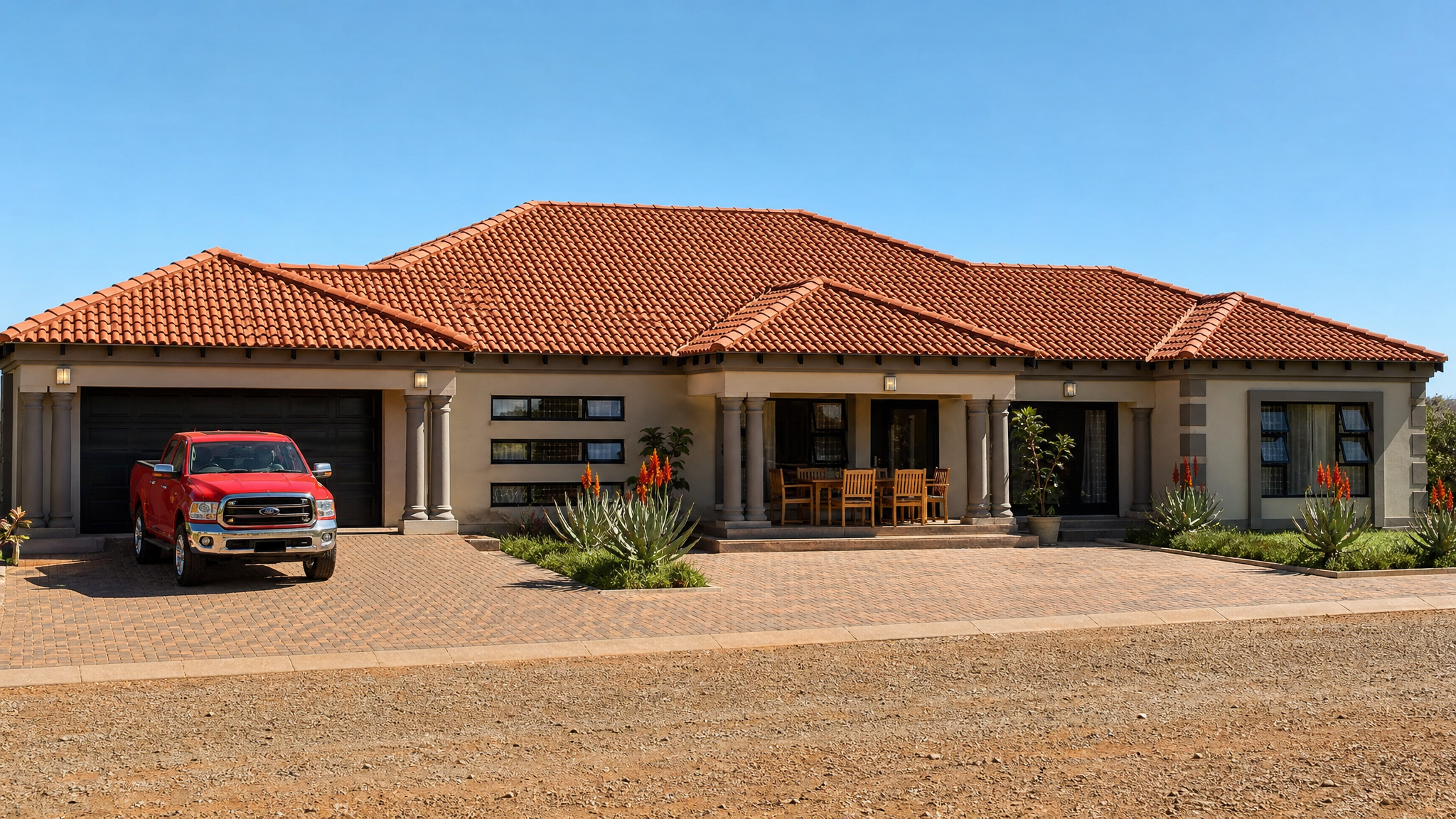 4 bedrooms — Tuscan(Scotch Roof) house plan exterior
