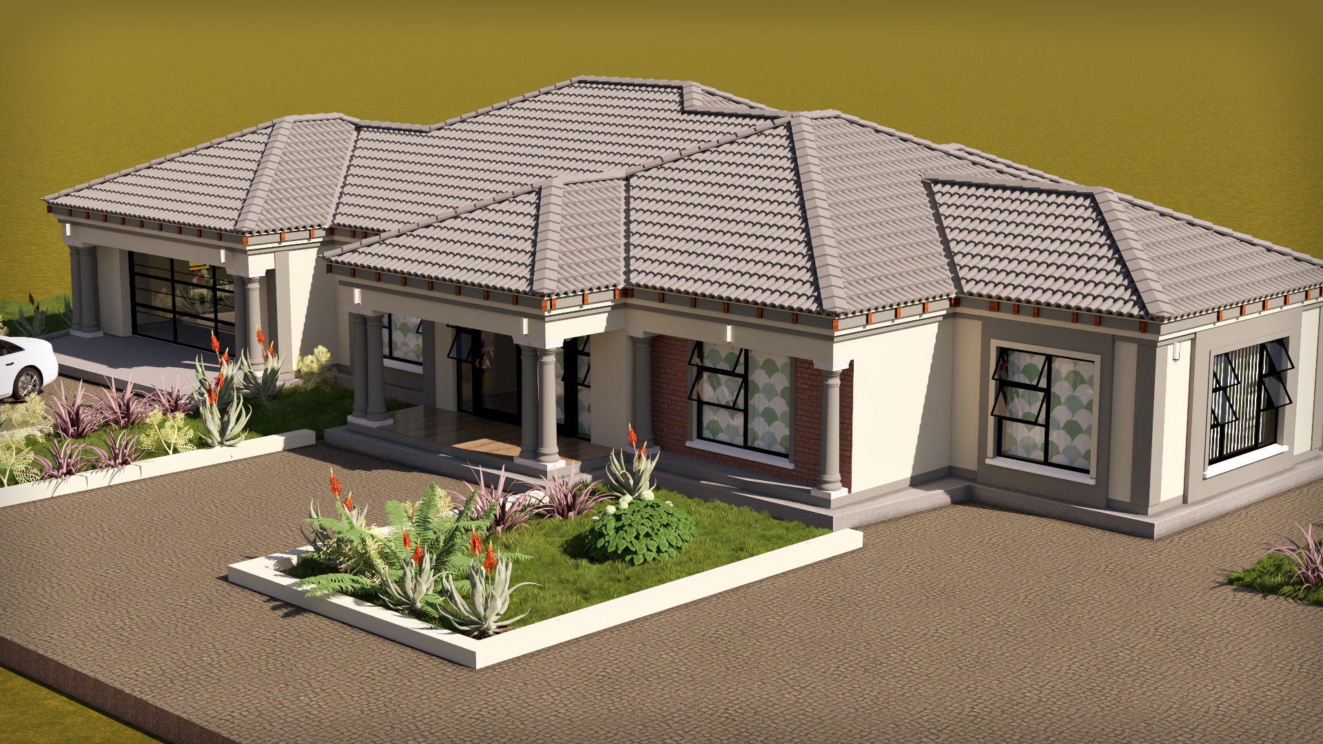 TSS — Tuscan(Scotch Roof) house plan exterior