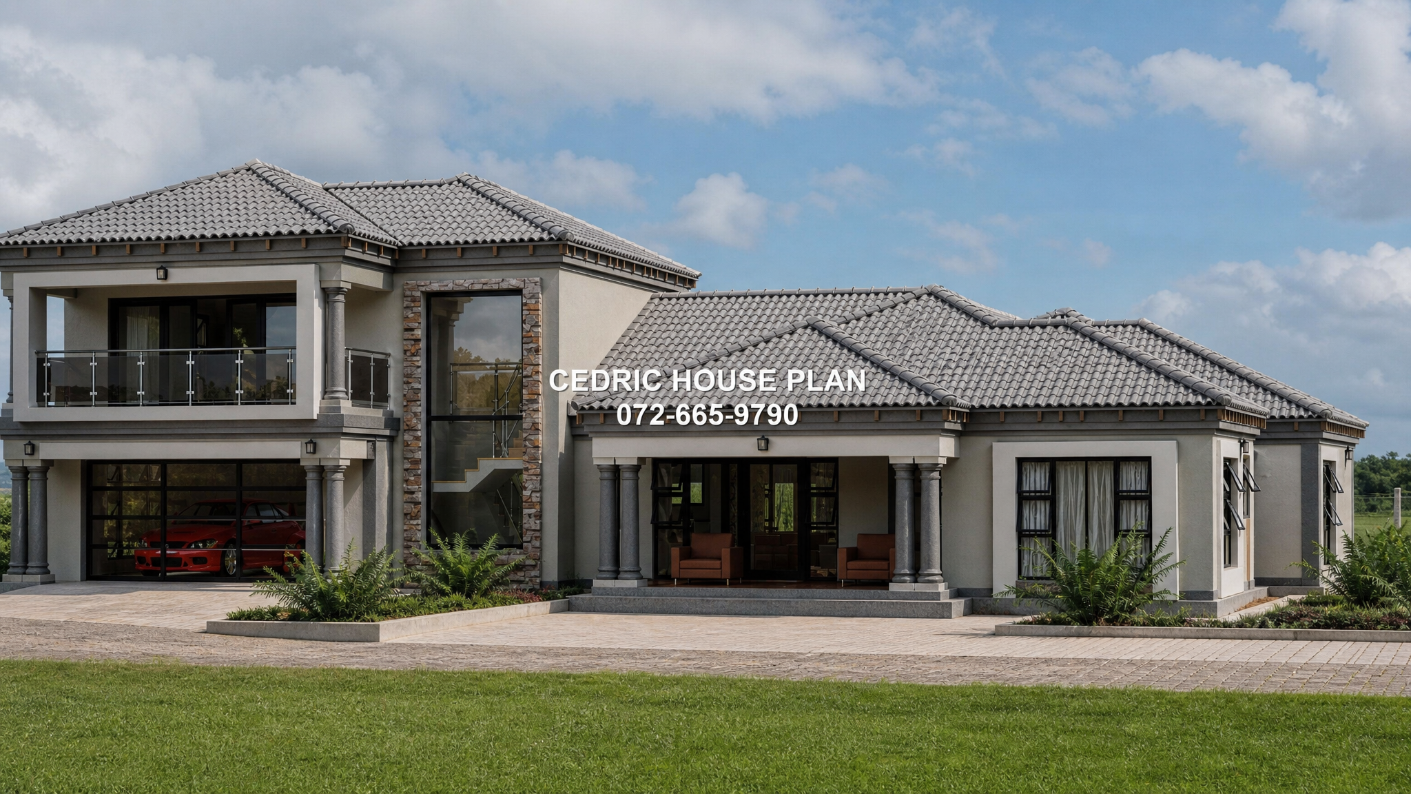 4 bedroom double storey — Tuscan(Scotch Roof) house plan exterior
