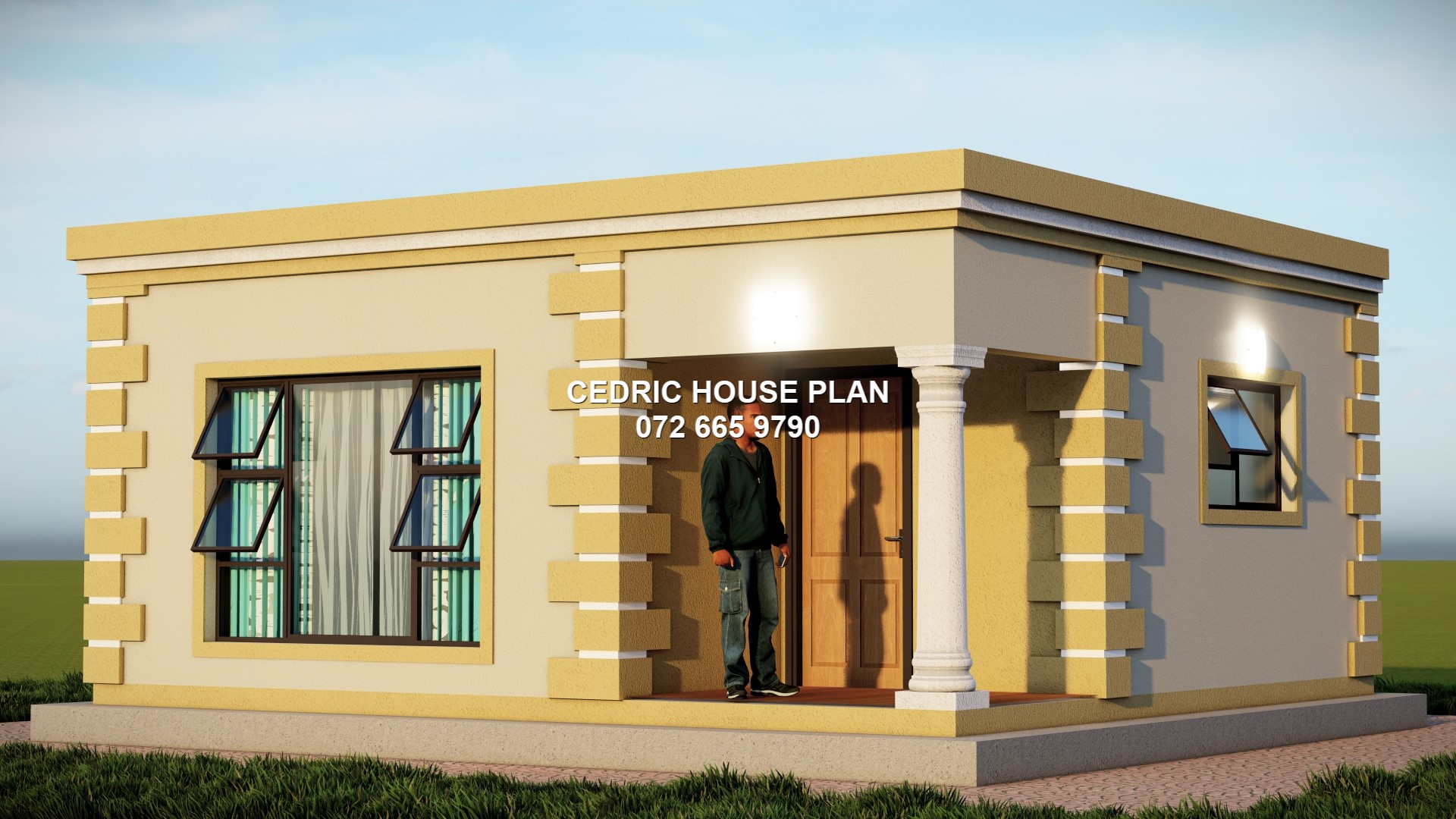 1 BEDROOM — Flat Roof house plan exterior