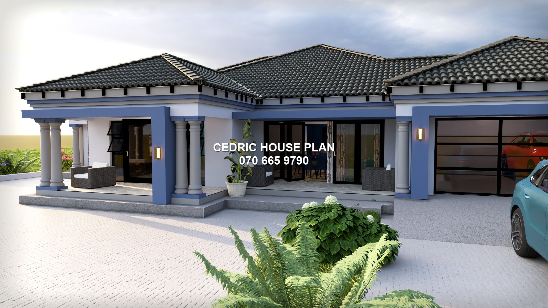4 BEDROOMS — Tuscan(Scotch Roof) house plan exterior