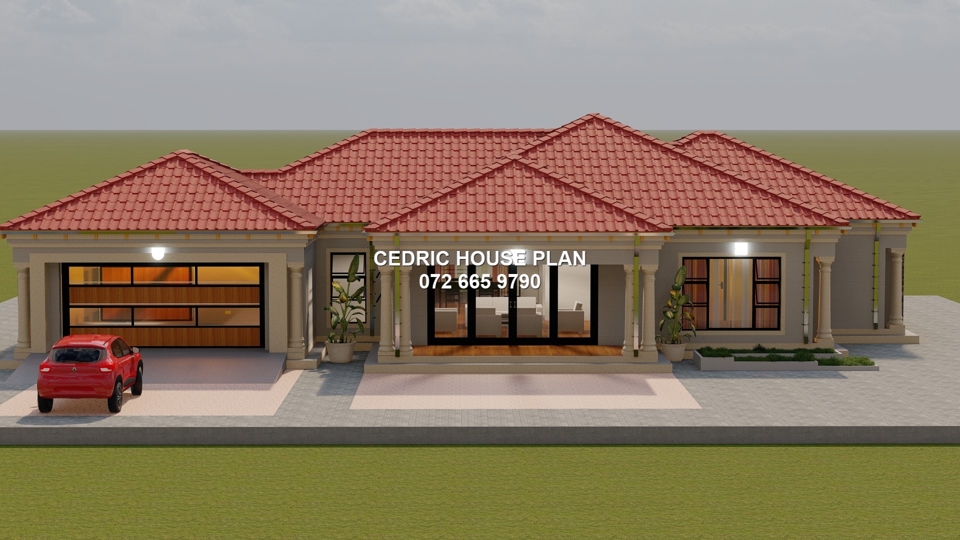 3 BEDROOMS — Tuscan(Scotch Roof) house plan exterior