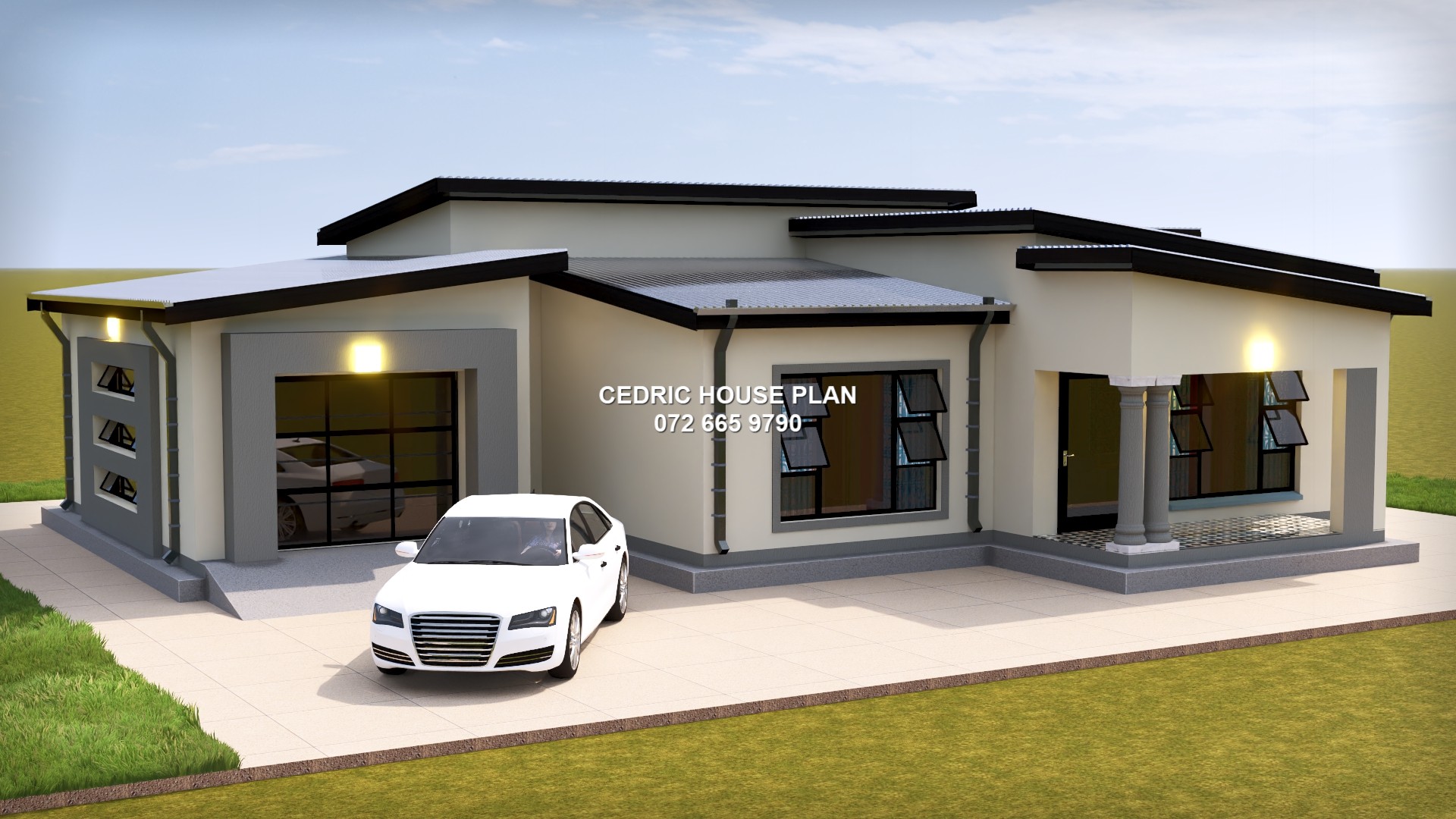 3 BEDROOMS — Tuscan(Scotch Roof), Butterfly house plan exterior
