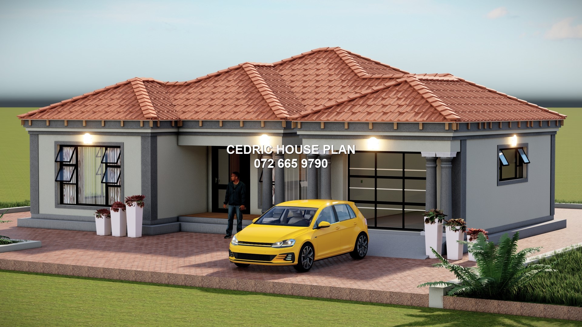 2 BEDROOMS — Tuscan(Scotch Roof) house plan exterior