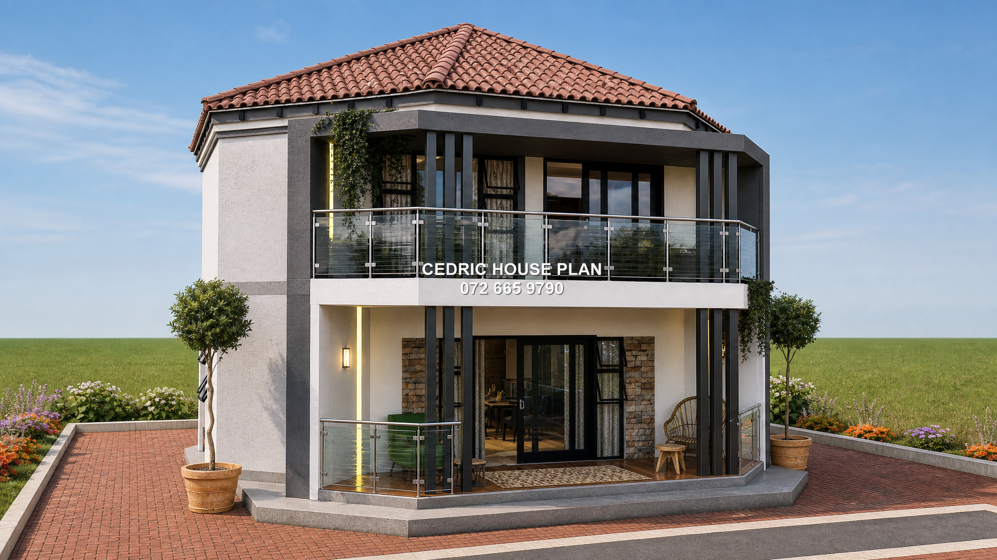 2 BEDROOMS DOUBLE STOREY — Tuscan(Scotch Roof), Rondavel(8 Corner), Double Storey house plan exterior